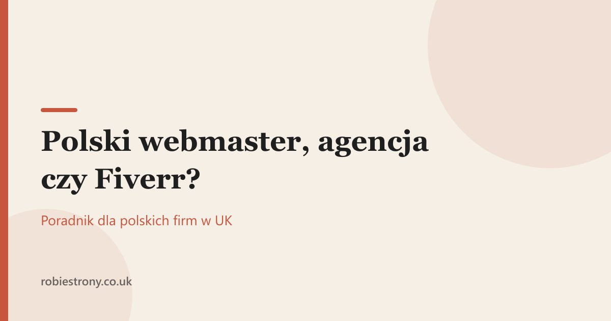 Przedsiębiorca porównuje oferty na stronę internetową od webmastera, agencji i freelancera z Fiverr