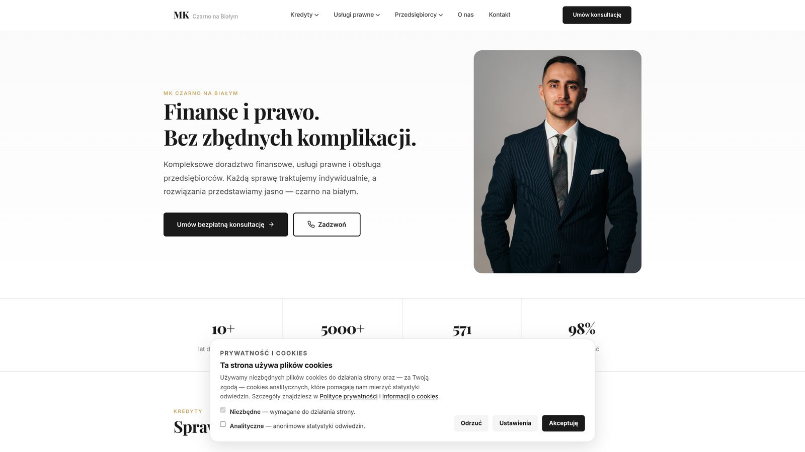 Strona Czarno na Białym - widok na komputerze