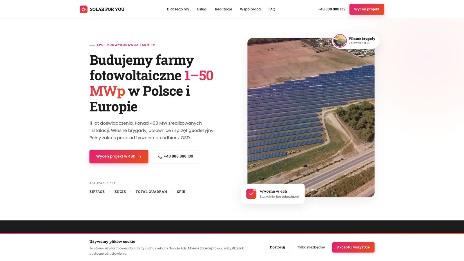 Strona Solar For You B2B - widok na komputerze